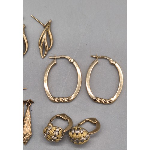 61 - Six pairs of 9ct yellow gold earrings [8.60grams]