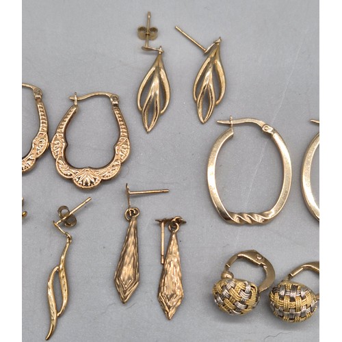 61 - Six pairs of 9ct yellow gold earrings [8.60grams]