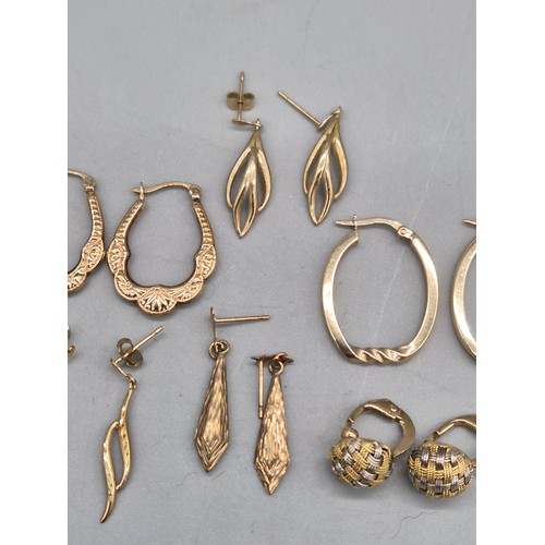 61 - Six pairs of 9ct yellow gold earrings [8.60grams]