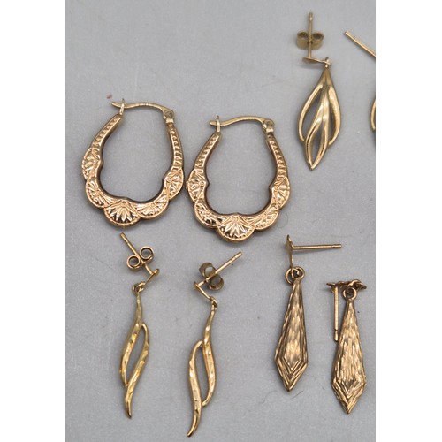 61 - Six pairs of 9ct yellow gold earrings [8.60grams]