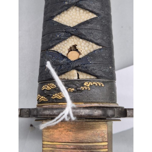 68 - Antique Japanese Wakizashi signed Yukimitsu, Shinto. The Blade with three Mekugi- ana cut with a hi ... 