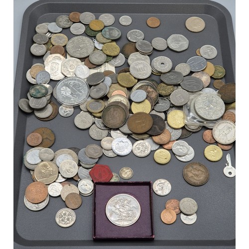 74 - A Collection of mixed coins; One ounce fine silver 2008 Britannia coin, 1951 crown, 1851 Liberty One... 