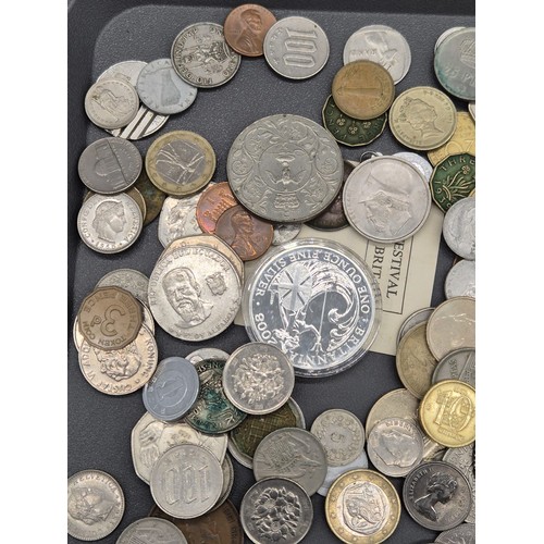 74 - A Collection of mixed coins; One ounce fine silver 2008 Britannia coin, 1951 crown, 1851 Liberty One... 