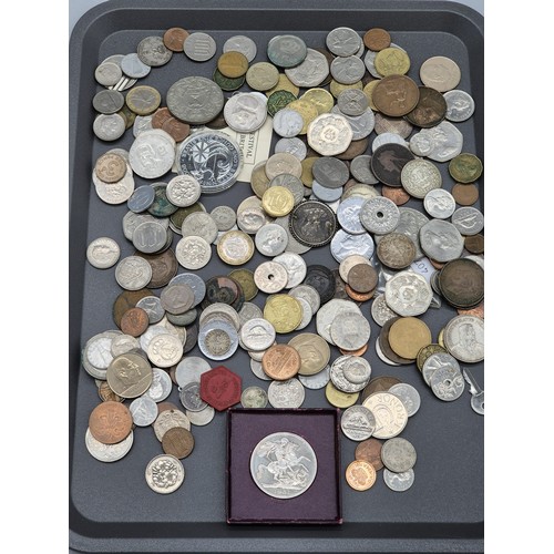 74 - A Collection of mixed coins; One ounce fine silver 2008 Britannia coin, 1951 crown, 1851 Liberty One... 