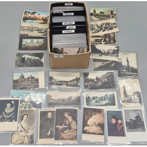 235 - A Collection of Vintage & Antique Country & Art Postcards; France, India, Ireland Wales, Egypt & Art... 