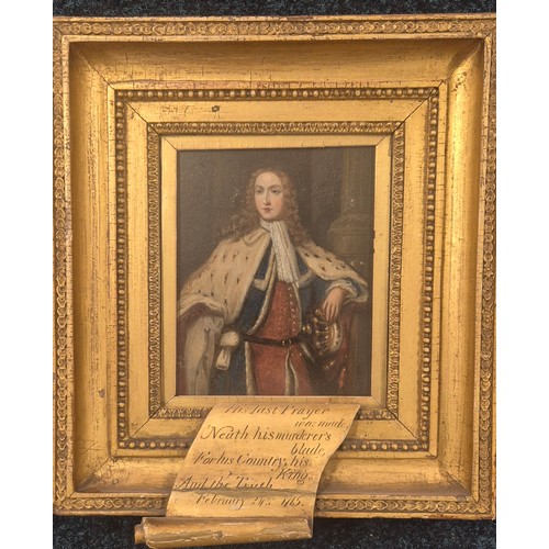 234 - 18th century Oil on wooden board after Godfrey Kneller.
 Jacobite James Radclyffe, 3rd earl Derwentw...