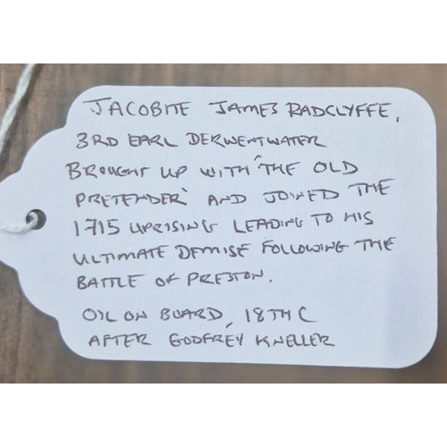 234 - 18th century Oil on wooden board after Godfrey Kneller.
 Jacobite James Radclyffe, 3rd earl Derwentw... 