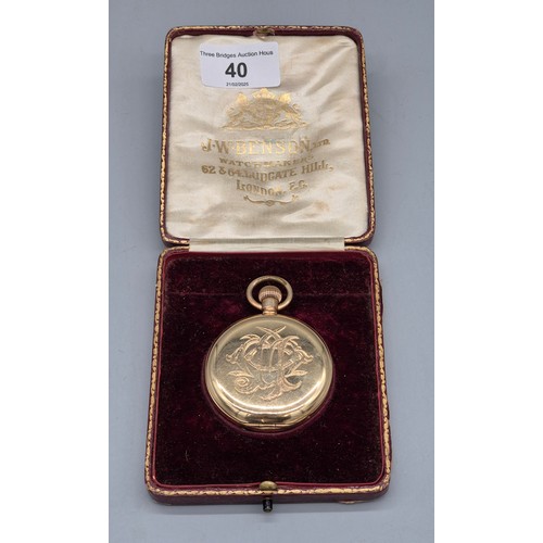 40 - Antique Gold Plated pocket watch presented to Colour. Sergt. J. McIntyre F.Coy 1st V.B.A. & S Highla... 