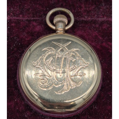 40 - Antique Gold Plated pocket watch presented to Colour. Sergt. J. McIntyre F.Coy 1st V.B.A. & S Highla... 