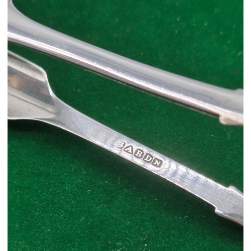 49 - Scottish Provincial Aberdeen silver sugar tongs produced by James Berry. Crack to tongs- see images.... 