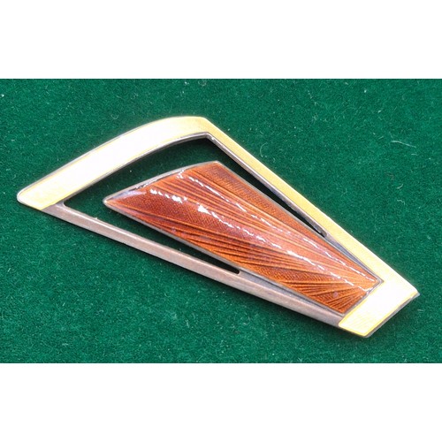 37 - Norwegian Silver and enamel brooch. Produced by Aksel Holmsen. 6.8cm length.