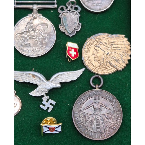 51 - A Collection of military items; George V Territorial Efficiency Medal belonging to 202230 PTE. A.MEN... 