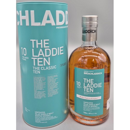 184 - Boxed bottle of Bruichladdich The Laddie Ten, Unpeated  Islay Single Malt Scotch Whisky. 70cl. Full,... 