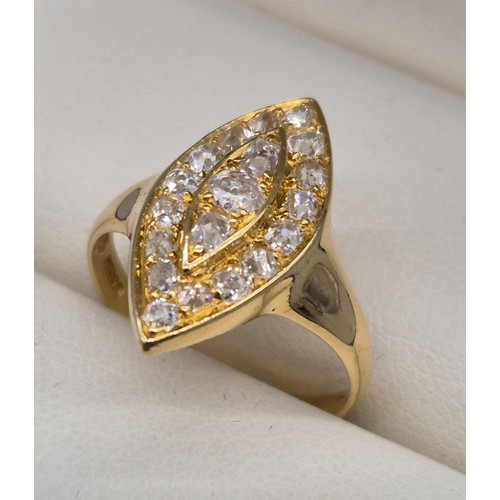 54 - 18ct yellow gold and diamond stone ring. Approximately 0.65cts diamonds. Ring size O. 4.53grams.