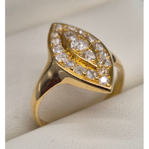 54 - 18ct yellow gold and diamond stone ring. Approximately 0.65cts diamonds. Ring size O. 4.53grams.