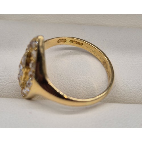 54 - 18ct yellow gold and diamond stone ring. Approximately 0.65cts diamonds. Ring size O. 4.53grams.