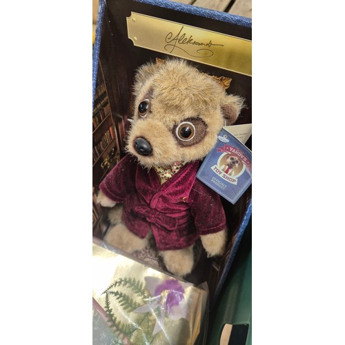 467 - A Crate of vintage collectable Meerkat dolls with Certificates & Vintage Toys.