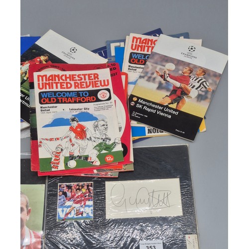 353 - A Collection of Manchester United Football Programs & Signed Football player Photographs; Nottingham... 