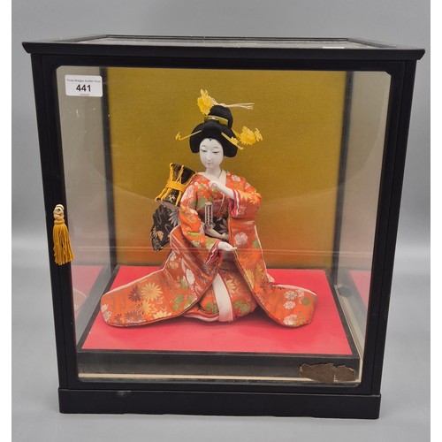 441 - Oriental Geisha Girl figure in fitted display case