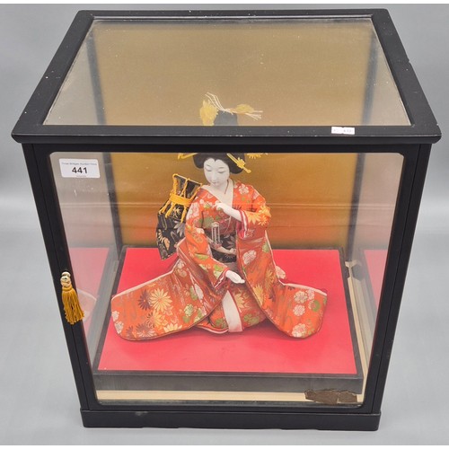 441 - Oriental Geisha Girl figure in fitted display case