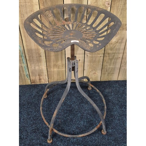 437 - Vintage Cast metal Tractor seat stool