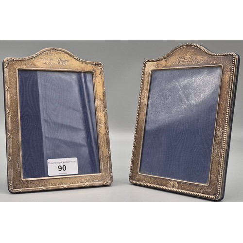 90 - Two London Silver Photo frames maker mark rubbed with presentations to Adam Lee & George Stewart. 18... 