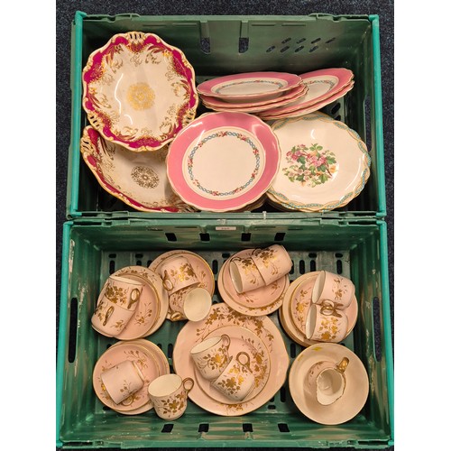 480 - Two Crates of Tea wares; Victorian Tazza Set & Victorian Tea Service