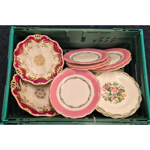 480 - Two Crates of Tea wares; Victorian Tazza Set & Victorian Tea Service