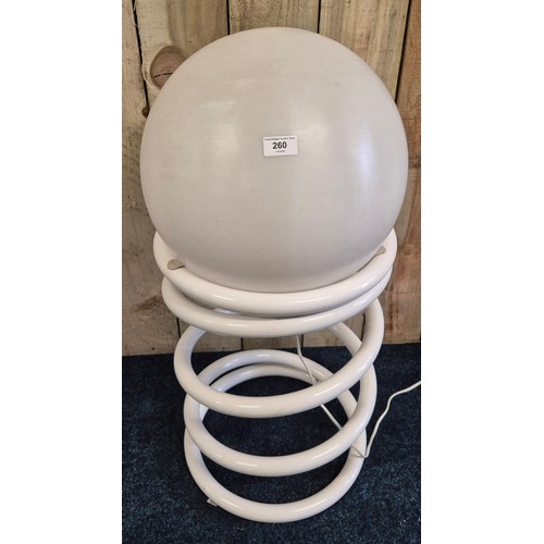 260 - Mid Century Large white Spiral floor Lamp possibly Woja Netherland