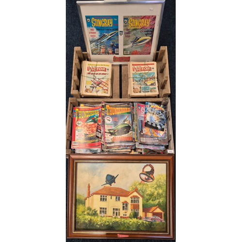 476 - A Large Collection of Thunderbird magazines together with two thunder bird themed pictures & A  coll... 