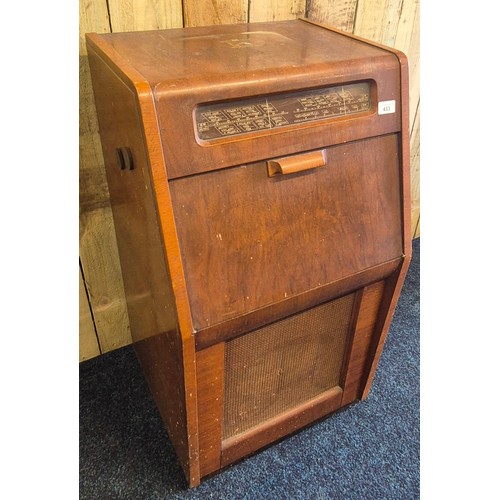 433 - 1930/40s His masters Voice Record/ Radio player in fitted cabinet