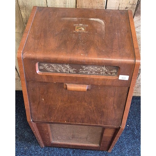 433 - 1930/40s His masters Voice Record/ Radio player in fitted cabinet