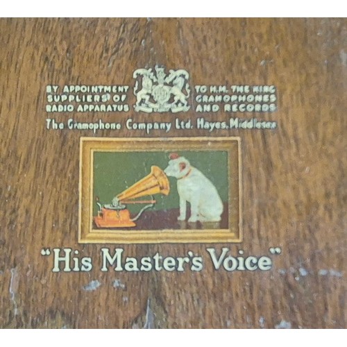 433 - 1930/40s His masters Voice Record/ Radio player in fitted cabinet