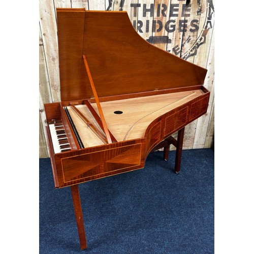 419 - A mid century Harpsichord with stand. Comes with a tuning key and KORG orchestral Tuner. 89x172x87cm... 