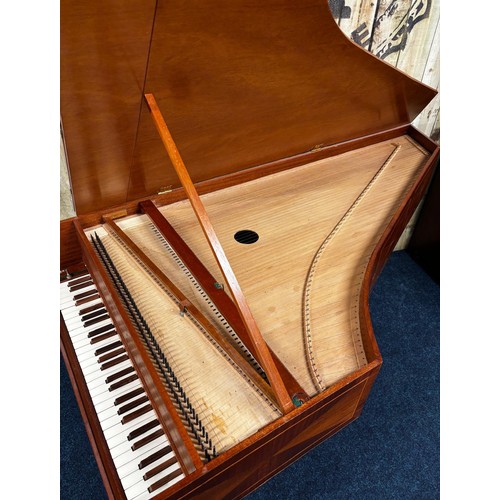 419 - A mid century Harpsichord with stand. Comes with a tuning key and KORG orchestral Tuner. 89x172x87cm... 