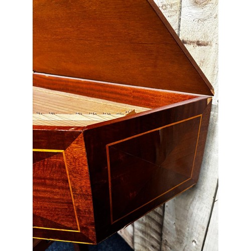 419 - A mid century Harpsichord with stand. Comes with a tuning key and KORG orchestral Tuner. 89x172x87cm... 