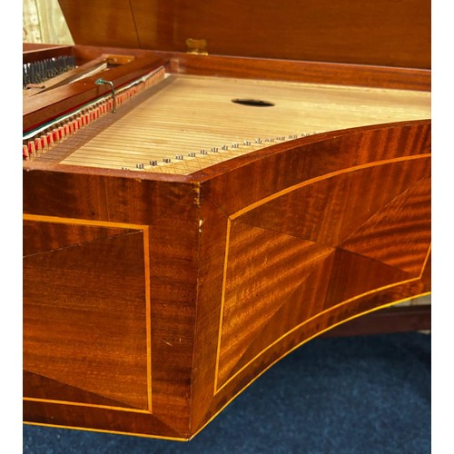 419 - A mid century Harpsichord with stand. Comes with a tuning key and KORG orchestral Tuner. 89x172x87cm... 