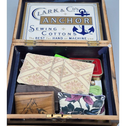 229 - Three items of Mauchline ware relating to the Forth Rail Bridge; Clarke & Co's Anchor sewing box, ne... 