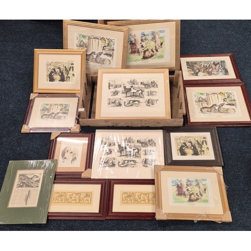 507 - A Large Collection of Caricature Whippet Dog related Prints