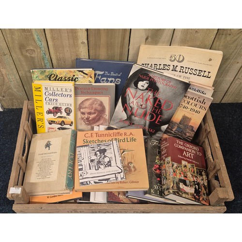 530 - A Crate of Miscellaneous Books; Art work books- Alberto Morocco works on paper, Scottish Water colou... 