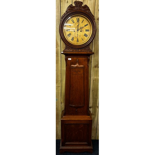 231 - Early 19th century grandfather clock. Produced by Thomas Ivory of Dundee. Fitted within an oak barre... 