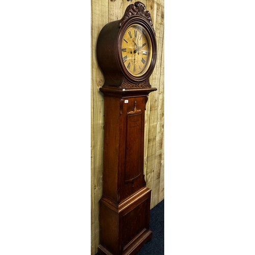 231 - Early 19th century grandfather clock. Produced by Thomas Ivory of Dundee. Fitted within an oak barre... 