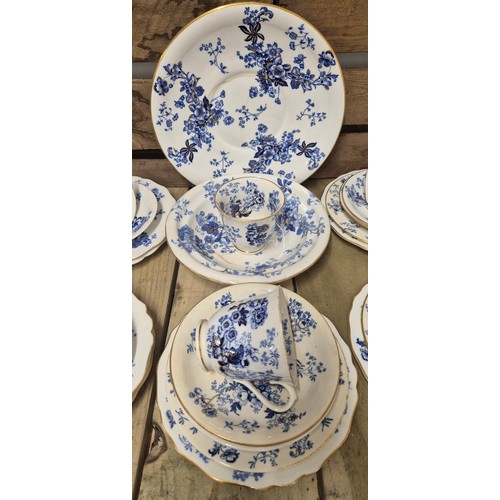 233 - Antique Royal Worcester blue and white floral design tea set.