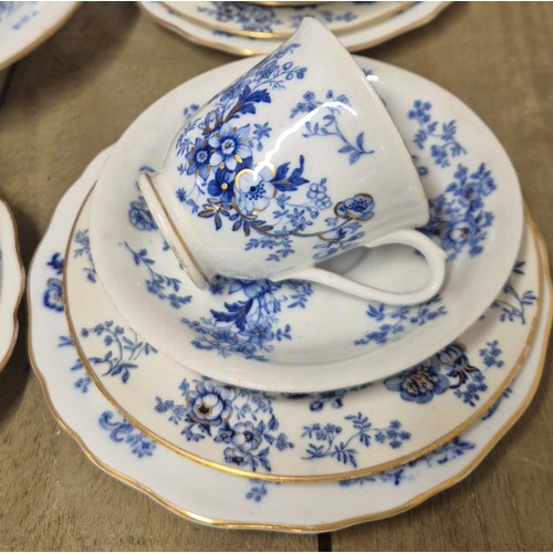 233 - Antique Royal Worcester blue and white floral design tea set.