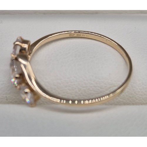 26 - 14ct yellow gold and CZ Stone ring. Three round cut CZ Stones. 1.76grams. Ring size Q.