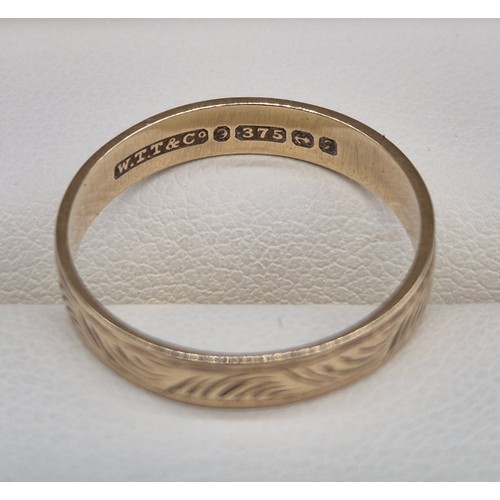 27 - Two 9ct yellow gold band rings. 5.21grams. Ring size N 1/2 & O. One ring fitted with white quartz st... 