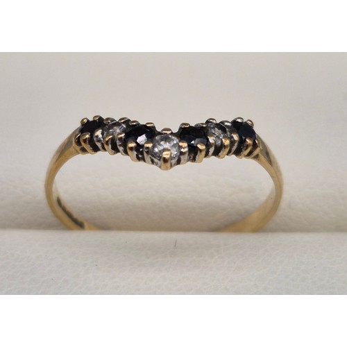 2 - Two 9ct yellow gold, sapphire and CZ Stone rings. 2.88Grams. Ring size L & M.