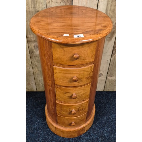 228 - Contemporary five drawer barrel chest. 81cm high. 39cm diameter.