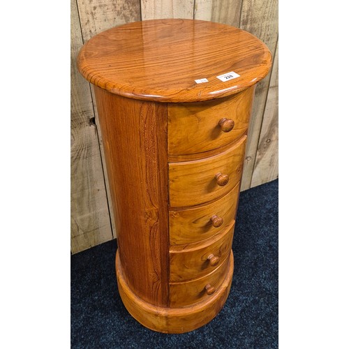 228 - Contemporary five drawer barrel chest. 81cm high. 39cm diameter.