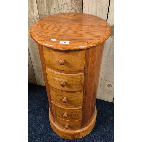 228 - Contemporary five drawer barrel chest. 81cm high. 39cm diameter.